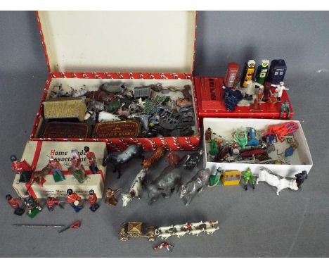 Britains, Johillco, Dinky, Others - An interesting collection of metal and plastic figures, plus some diecast related items. 