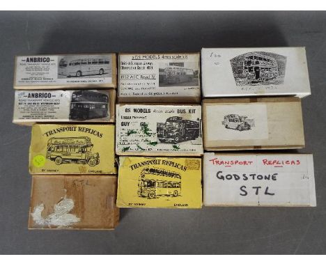 Anbrico - Transport Replicas - GS Models - A collection of 10 x white metal 1:76 scale bus model kits including AEC Regal IV,