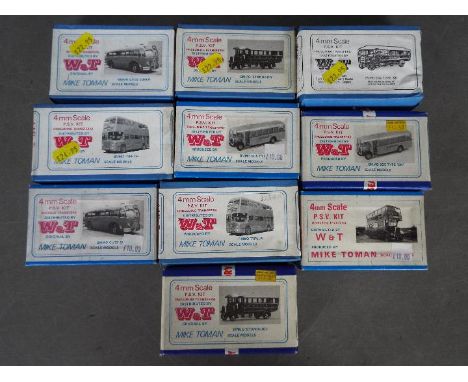 W&amp;T - Mike Toman Scale Models - A collection of 10 x white metal bus model kits in 4mm scale including BMMO Standard, BMM