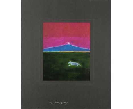 Craigie Aitchison (1926-2009)Unicorn in a Landscape, 199829/75, signed, dated, and numbered (in the margin)screenprint on wov