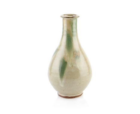 Jim Malone (b.1946) at Lesson Hall Pottery Bottle vasewith green glazeimpressed potter's seal to the footrim27.5cm high.  Som