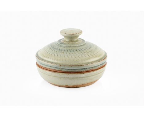 Richard Batterham (1936-2021) Squat dish and coverthe cover with incised decoration and knop handle, with ash glazeunmarked11