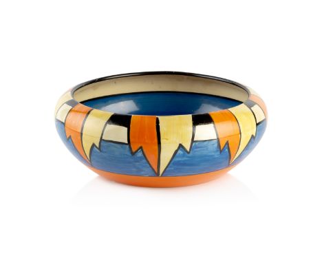 Clarice Cliff (1899-1972)BowlNew flag, Bizarre rangemarked to the base25cm diameter x 9cm high.  Losses to the paint.  Hairli