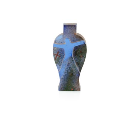 Bertil Vallien (1938-2018) for Kosta BodaGlass sculpture blocksandcasted with a figure on a vase shape blocksigned and etched