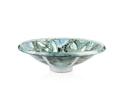Alan Caiger Smith (1930-2020) at Aldermaston Pottery Large bowl, 1993tin-glazed earthenware, with blue and green painted deco
