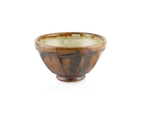 Richard Batterham (1936-2021) Bowlstoneware with facet cut sides and brown glazeunmarked19.5cm diameter x 11cm high.  Minimal