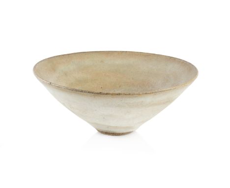 Lucie Rie (1902-1995) Bowlstoneware, with white glaze, gentle banded decoration to the interior of the bowlimpressed potter's