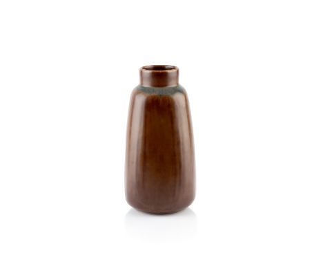 Eva Stæhr-Nielsen (1911-1976) for SaxboBottle vasedark red/brown glazeimpressed Saxbo marks and initials19cm high.  Good cond