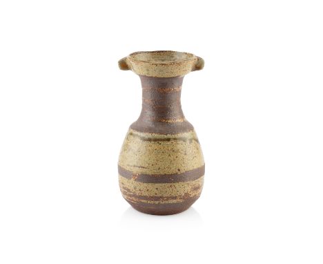 Janet Leach (1918-1997) at Leach Pottery Vasestoneware, with lugs to the rim and banded decorationimpressed potter's and pott