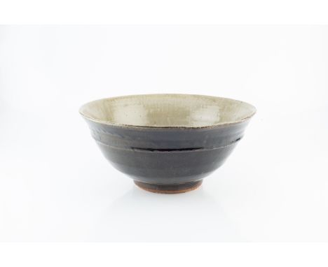 Jim Malone (b.1946) at Lesson Hall Pottery Large bowlwith iron glazed exterior and ash glazed interiorimpressed potter's seal