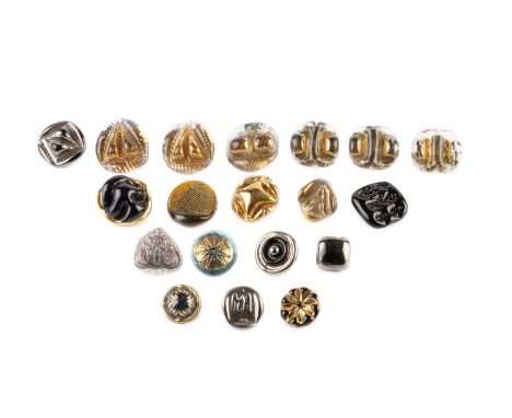 Attributed to Lucie Rie (1902-1995) for BiminiTwenty-eight pressed glass buttonssome with Bimini backslargest 3cm diameter (2
