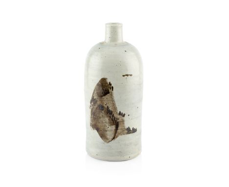 William 'Bill' Marshall (1923-2007) Bottle vasewith speckled glaze and applied painted landscapesimpressed potter's seal mark
