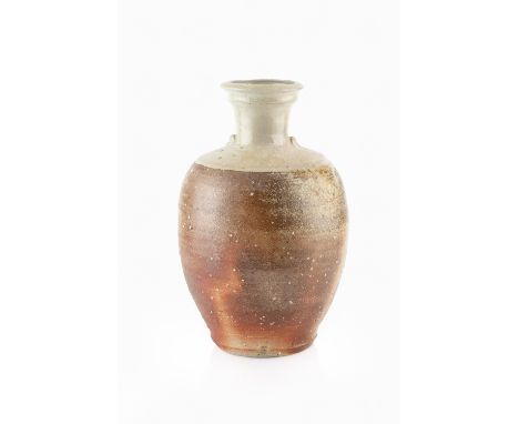 Phil Rogers (1951-2020) Vasestoneware with oatmeal glazed neckimpressed potter's seal mark to the footrim33cm high.  With sig