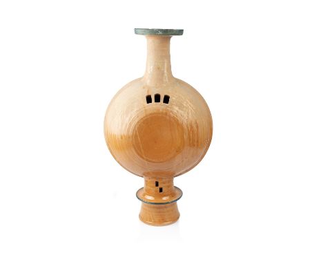 Alan Caiger-Smith (1930-2020) at Aldermaston PotteryTwo vasestin-glazed earthenware, one a tall collared vase with green and 