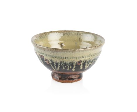 Jim Malone (b.1946) at Lesson Hall Pottery Footed bowlthe body with an iron glaze with the rim and interior with cream colour
