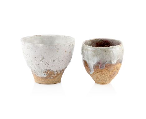 Robin Welch (1936-2019) Two bowlsstoneware, with applied glazeunmarkedlargest 12cm high x 15cm diameter, the smaller 11cm hig