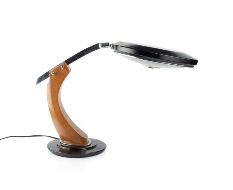 Luis Pérez de la Oliva for Fase of Madrid, SpainPresident desk lamp, circa 1960black lacquered shade and base attached to a w