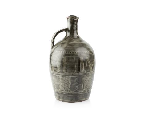 Asibo Ido (b.1967) at Abuja PotteryFlagonstoneware, with grey glaze and incised decoration depicting a Fish36cm high; and an 