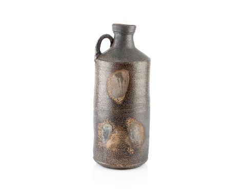 Chester Nealie (b.1942) Bottle or flask with small handleimpressed with grape vine roundel to one sideimpressed marks to the 