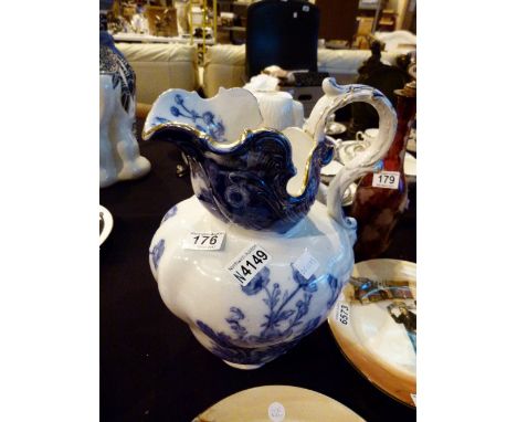 Doulton Bursley large blue and white jug    CONDITION REPORT:  Item appears in good condition with no chips, cracks or restor