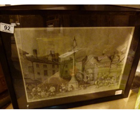 Print of Victorian engraving of Warrington Market marked R Morden 1722