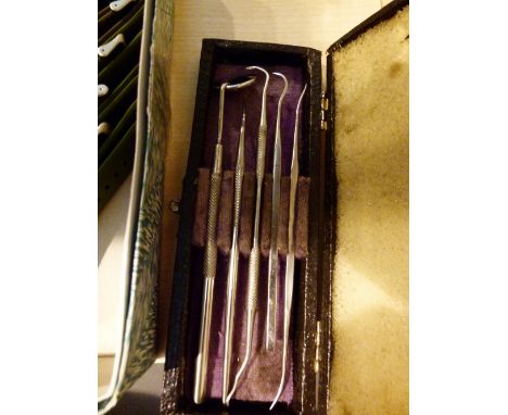 Cased set of Rolson dentistry tools 