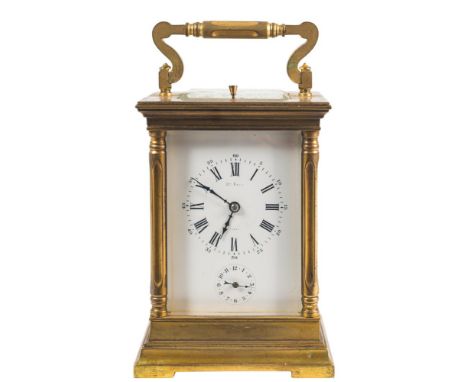 Duverdry & Bloquel, France, an Edwardian carriage clock:, the eight-day duration movement having a platform lever escapement 
