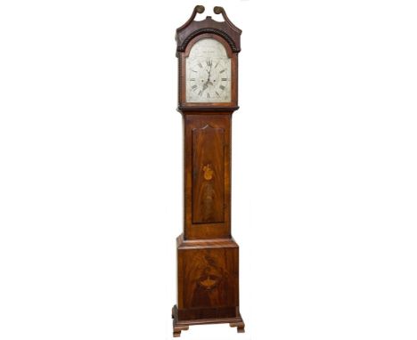 William Bickerton, Sleaford, a mahogany longcase clock: the eight-day duration movement striking the hours on a bell and havi