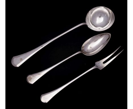A Czechoslovakian silver soup ladle, stamped marks: the circular bowl on a slender stem and flared terminal, together with a 