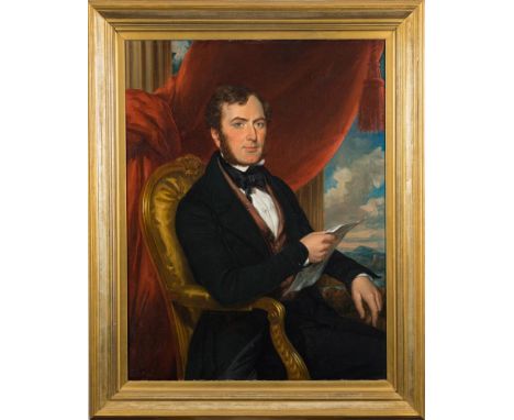 English School Circa 1844, attributed to T Barton - Portrait of Charles Kirkby of Headingley, three-quarter length seated,:- 