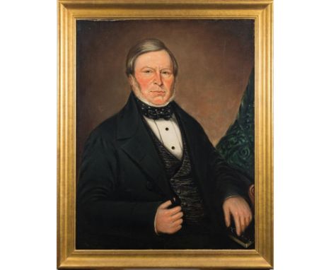 English School, mid 19th Century- Portrait of John Share, half-length seated,:- with grey hair and a ruddy complexionoil on c
