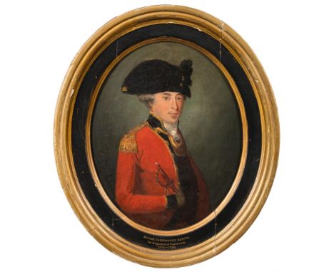 English School Circa 1800-Portrait of Major Albemarle Bertie, 1st Regiment of Foot Guards, 1762-1794,:- half-length standing,