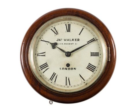 John Walker, London a small mahogany wall clock: the eight-day duration, single-fusee movement having shaped plates, the eigh