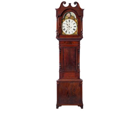 John Telford, Wigton, a mahogany moonphase longcase clock: the eight-day duration movement striking the hours on a bell and h