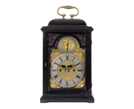 Watson, London, a mid-eighteenth century ebonised bell-top bracket clock: the eight-day duration, double-fusee movement with 