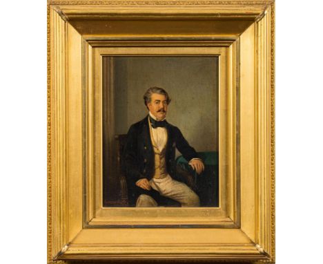 Ferdinand Krumholtz [1810-1878]-Portrait of a gentleman,:- three-quarter length seated in an interior,A companion portrait of