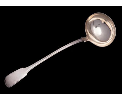  A Victorian silver Fiddle and Thread pattern soup ladle, maker's mark worn, London, 1854: 34cm. long, 336gms, 10.80ozs.