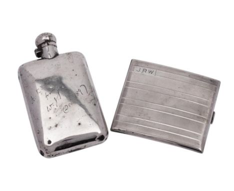 A Victorian silver hip flask, maker Mappin & Webb, Sheffield, 1897: inscribed, of rectangular outline with twist screw top, 1