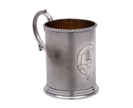 A Victorian silver christening mug, maker George Unite, Birmingham, 1870: monogrammed and dated, of cylindrical outline with 