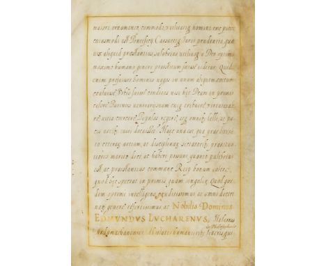 Irish student at the University of Perugia.- Diploma awarded to "Edmundus Lucharenus" of doctor in Canon and Civil Law awarde