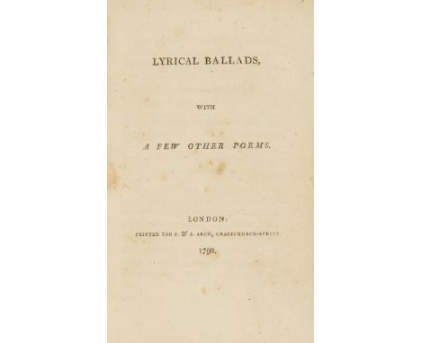 [Wordsworth (William) and Samuel Taylor Coleridge.] Lyrical Ballads, with a few other poems, first edition, second (London) i