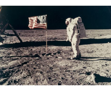 Armstrong (Neil) Buzz Aldrin salutes the U.S. flag, Apollo 11, 20 July 1969, VERY LARGE FORMAT vintage chromogenic print on f