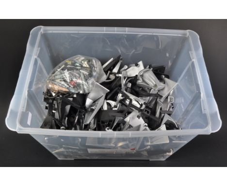 A large quantity of assorted aviation diecast model aeroplane display stands. Curved brackets on bases, largely relating to C