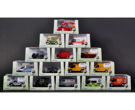 A collection of x15 assorted Oxford Diecast ' Commercials ' 1/76 scale / trackside model cars to include; RAC Rescue Ford Tra