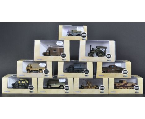 A collection of x10 assorted Oxford Diecast 1/76 scale Military models to include; Bedford OYD Luftwaffe Eastern Front, Fowle