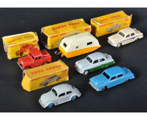 A collection of x6 assorted vintage Dinky Toys diecast model cars to include; 172 Studebaker, 164 Vauxhall Cresta, 190 Carava