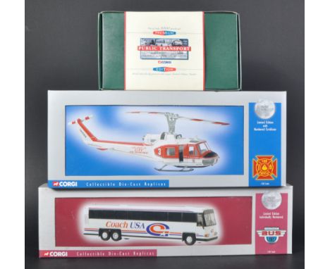 A collection of x3 Limited Edition Corgi made 1/50 scale diecast models comprising; Vintage Bus Lines model No. US53403 MCI 1