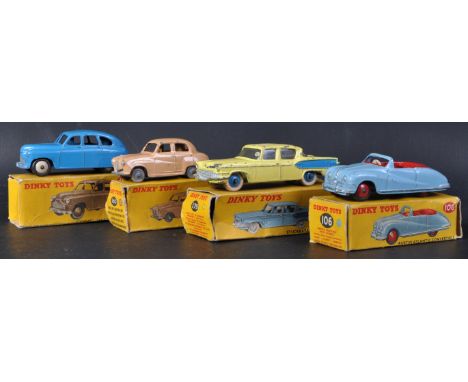 A collection of x4 vintage Dinky Toys boxed diecast model cars comprising; 160 Austin A30 Saloon, 153 Standard Vanguard Saloo