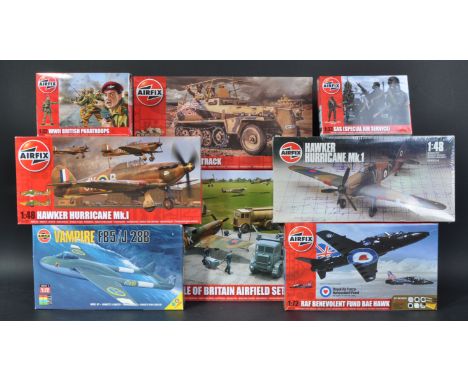A collection of x8 assorted Airfix made plastic model kits of Military interest. Various scales to include; 1/76 Battle of Br