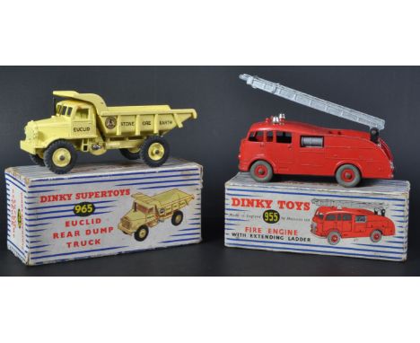 Two original vintage Dinky Toys / Dinky Super Toys boxed diecast model trucks comprising; 955 Fire Engine with Extending Ladd